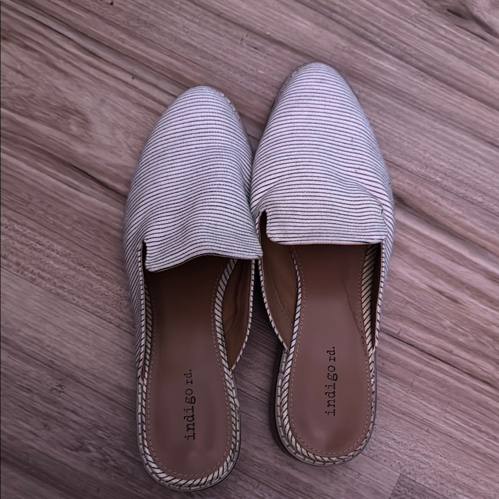 Indigo White Flats Comfortable Slip-On Loafers